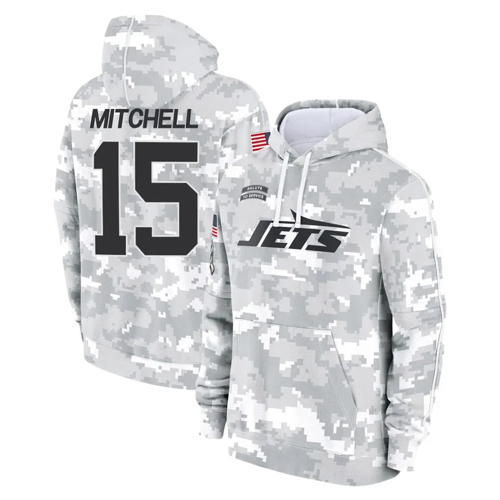 Blackjersey NY.Jets #15 Adonai Mitchell Player Arctic Camo Salute to Service Pullover Hoodies Limited Game Stitched Jerseys