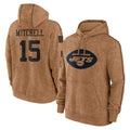 Blackjersey NY.Jets #15 Adonai Mitchell Player Brown Salute to Service Pullover Hoodies Limited Game Stitched Jerseys
