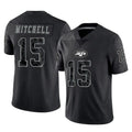 Blackjersey NY.Jets #15 Adonai Mitchell Player Stealth Black Limited Reflective Home Game Stitched Jerseys