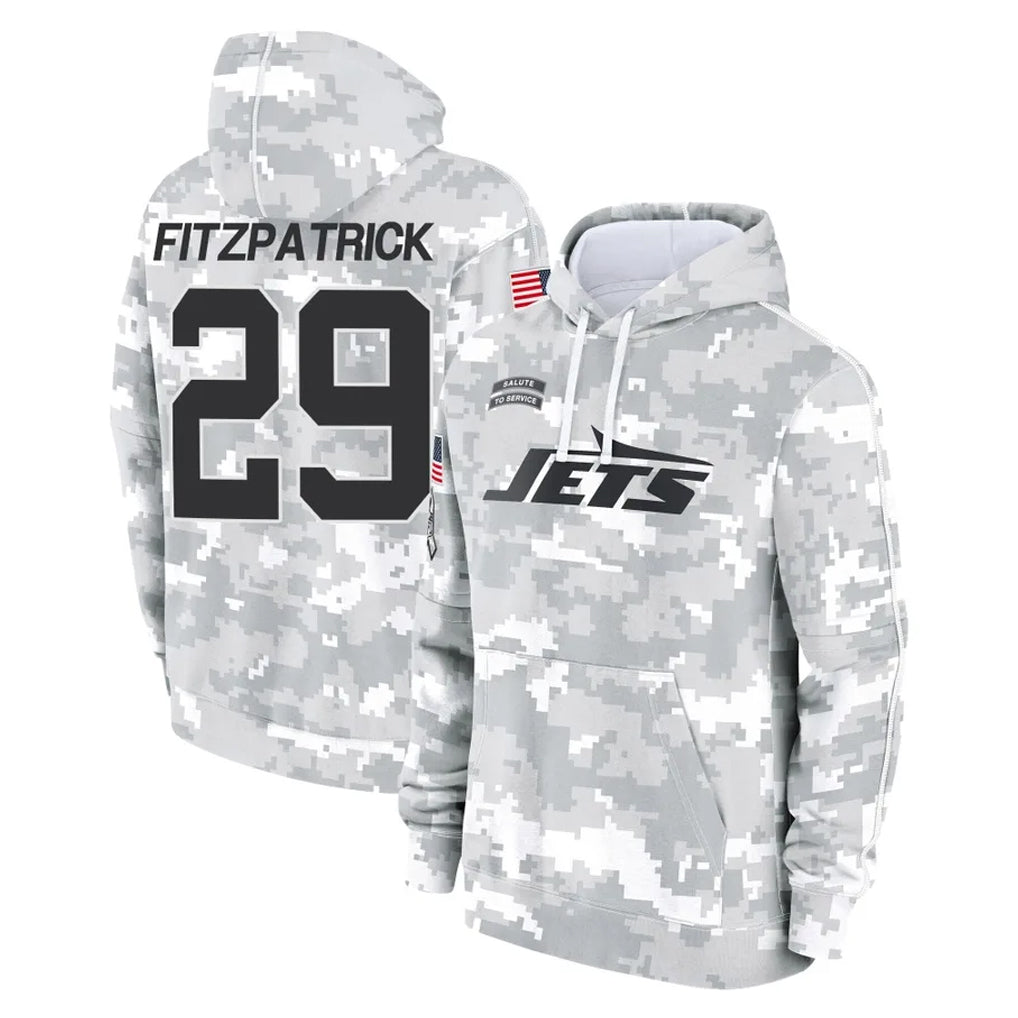 Blackjersey NY.Jets #29 Minkah Fitzpatrick Player Arctic Camo Salute to Service Pullover Hoodies Limited Game Stitched Jerseys