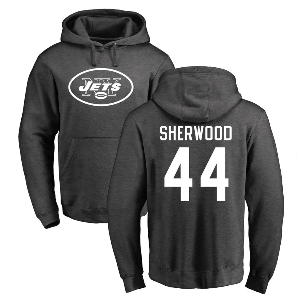 Blackjersey NY.Jets #44 Jamien Sherwood Player Gray Pullover Hoodies Limited Game Stitched Jerseys