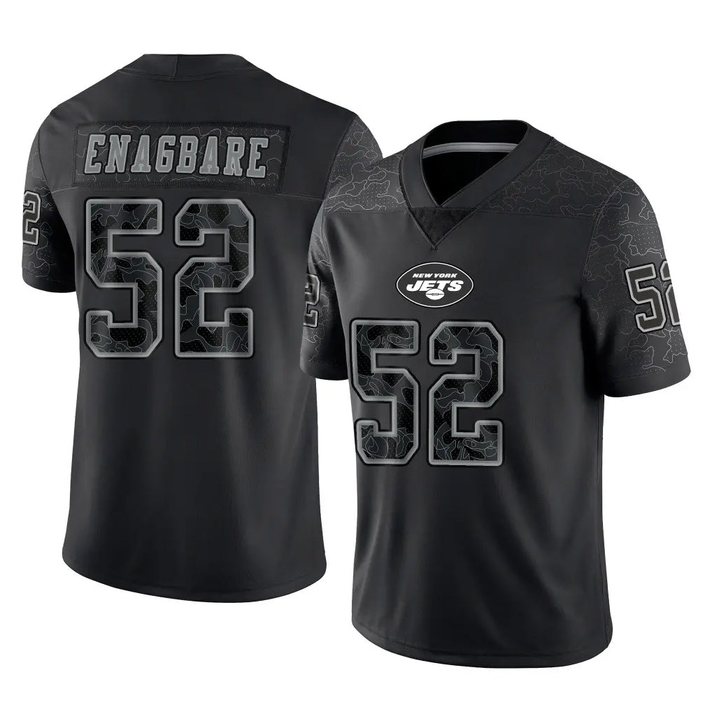 Blackjersey NY.Jets #52 Kingsley Enagbare Player Stealth Black Limited Reflective Home Game Stitched Jerseys
