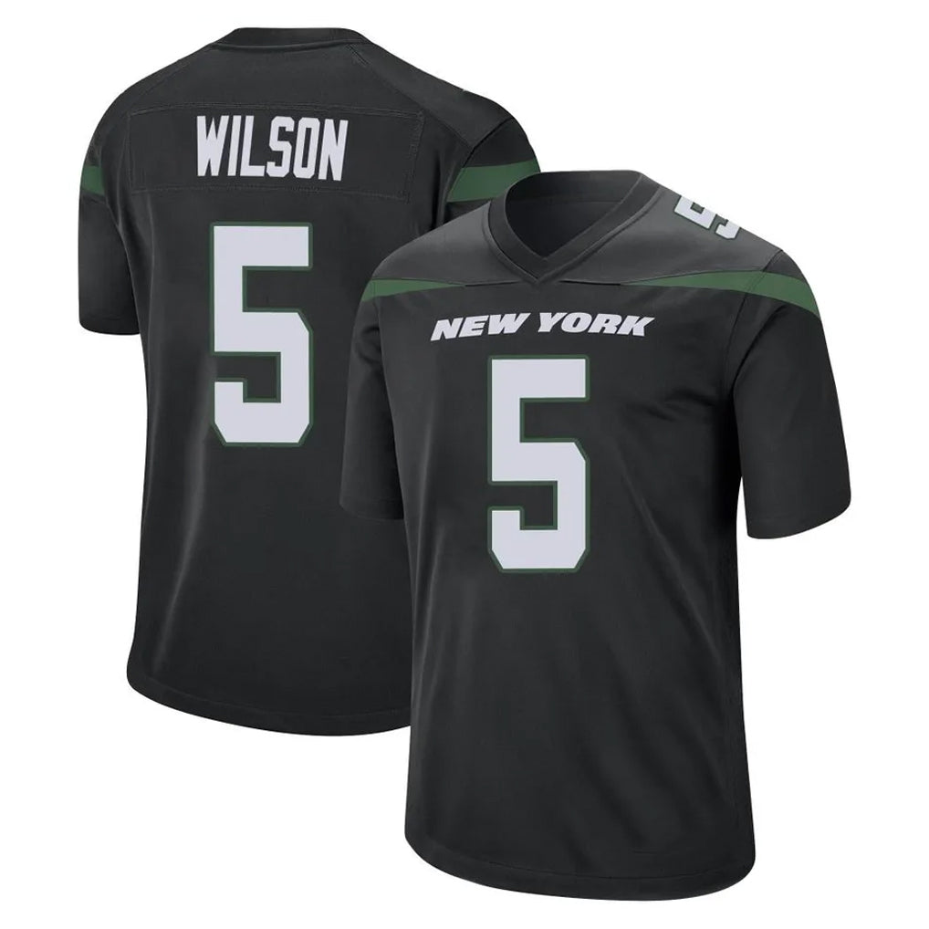 Blackjersey NY.Jets #5 Garrett Wilson Player Stealth Black Home Game Stitched Jerseys