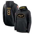 Blackjersey NY.Jets #8 Andre Cisco Player Black Salute to Service Hoodies Limited Game Stitched Jerseys
