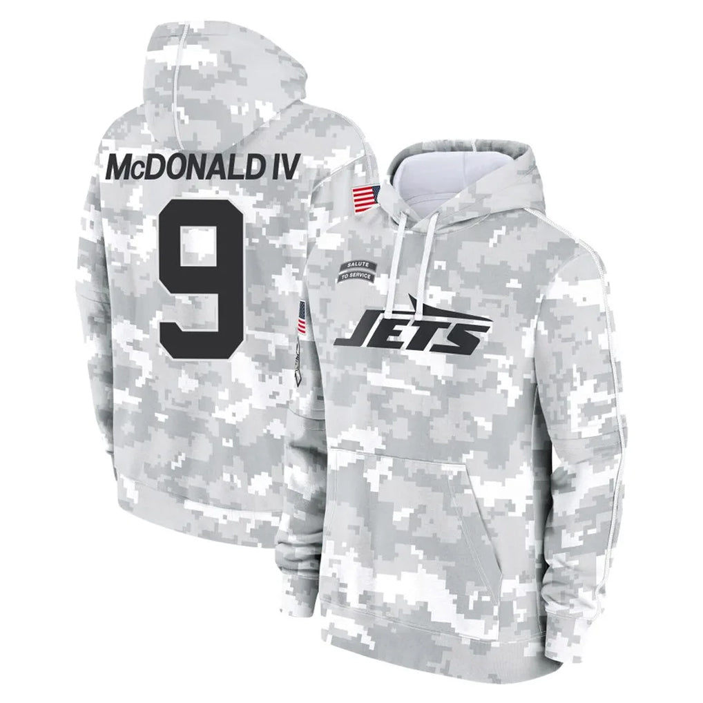 Blackjersey NY.Jets #9 Will McDonald IV Player Arctic Camo Salute to Service Pullover Hoodies Limited Game Stitched Jerseys