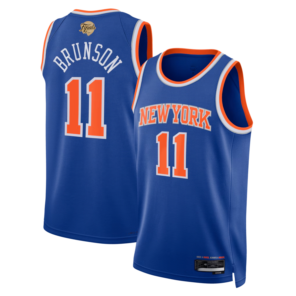 Blackjersey NY.Knicks #11 Jalen Brunson  Blue 2026  Finals Patch Swingman Jerseys - Icon Edition