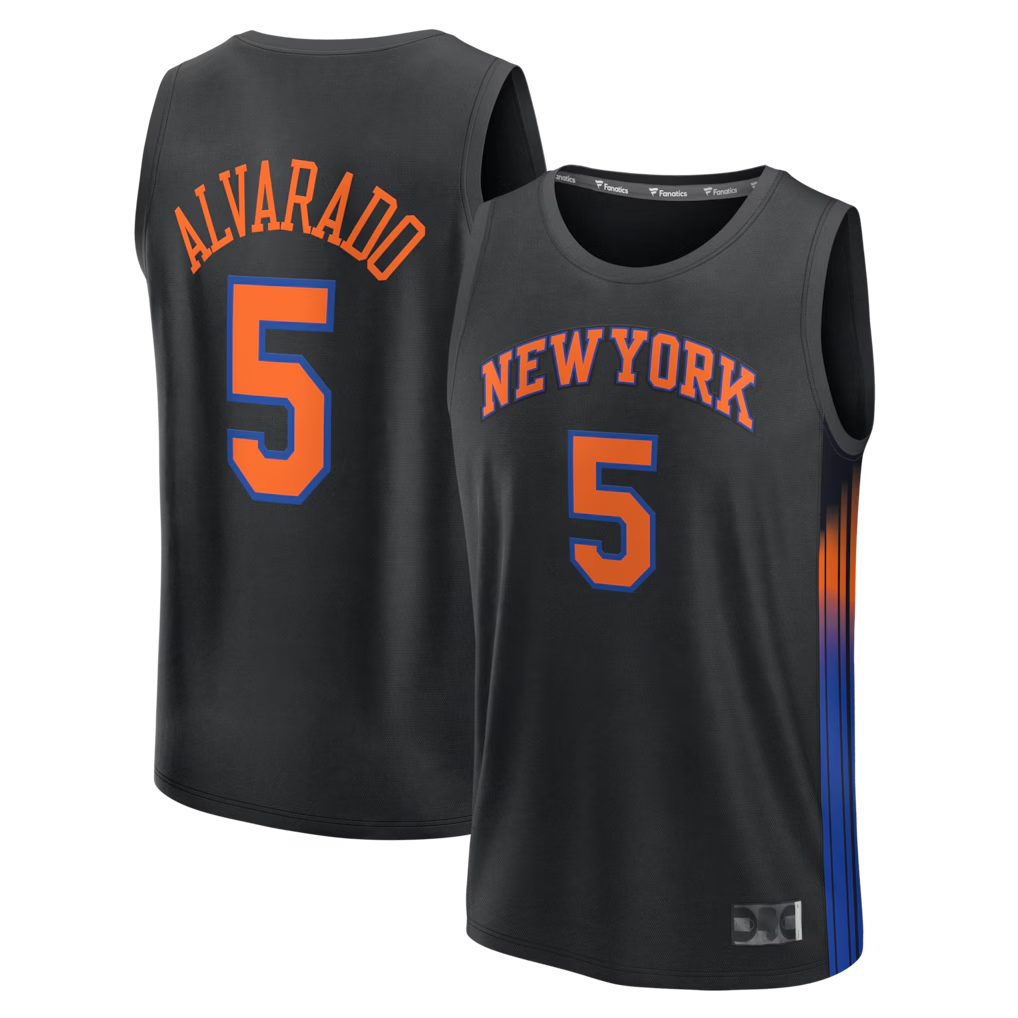 Blackjersey NY.Knicks #5 Jose Alvarado  Black Fast Break Replica Jerseys - Statement Edition