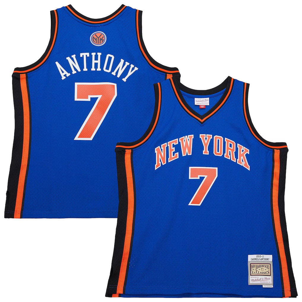 Blackjersey NY.Knicks #7 Carmelo Anthony Mitchell & Ness Blue 201011 Swingman Jerseys