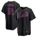 Blackjersey NY.Mets #12 Francisco Lindor Player Black Alternate Home Game Stitched Jerseys