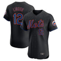 Blackjersey NY.Mets #12 Francisco Lindor Player Black Home Limited Elite Stitched Jerseys