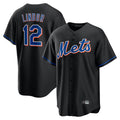 Blackjersey NY.Mets #12 Francisco Lindor Player Black Replica Home Game Stitched Jerseys