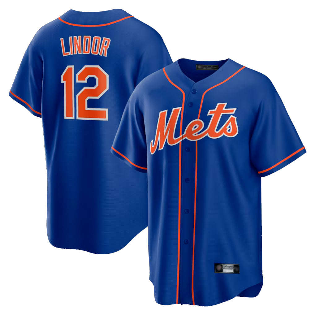 Blackjersey NY.Mets #12 Francisco Lindor Player Royal Home Game Stitched Jerseys