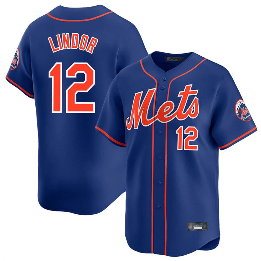 Blackjersey NY.Mets #12 Francisco Lindor Player Royal Home Limited Stitched Jerseys