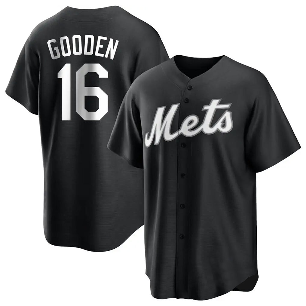 Blackjersey NY.Mets #16 Dwight Gooden Player Black Home Game Stitched Jerseys