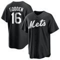 Blackjersey NY.Mets #16 Dwight Gooden Player Black Home Game Stitched Jerseys