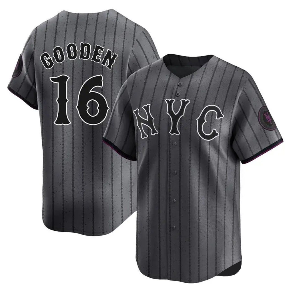 Blackjersey NY.Mets #16 Dwight Gooden Player Gray City Connect Limited Stitched Jerseys