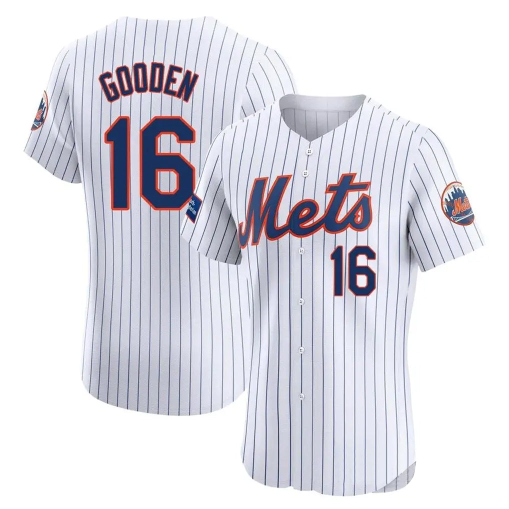 Blackjersey NY.Mets #16 Dwight Gooden Player White Home Limited Elite Stitched Jerseys