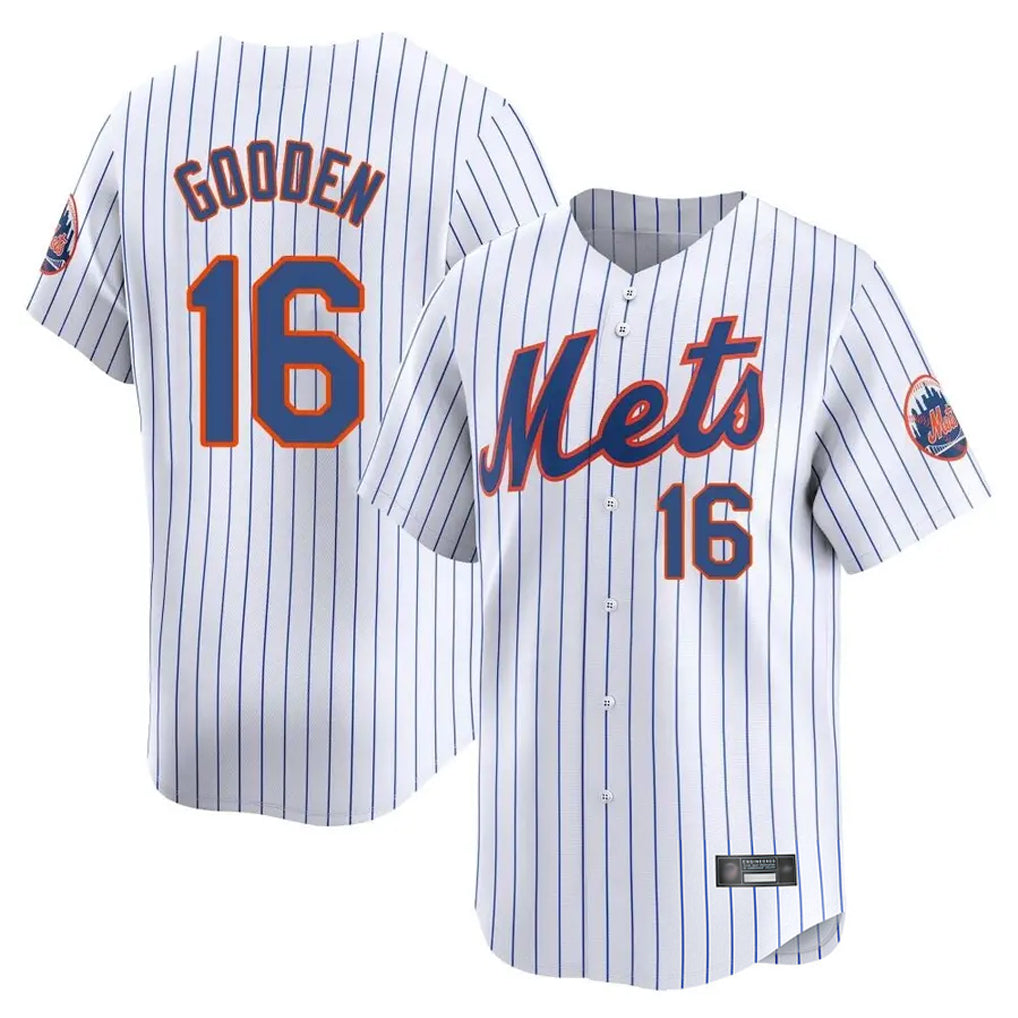 Blackjersey NY.Mets #16 Dwight Gooden Player White Home Limited Stitched Jerseys