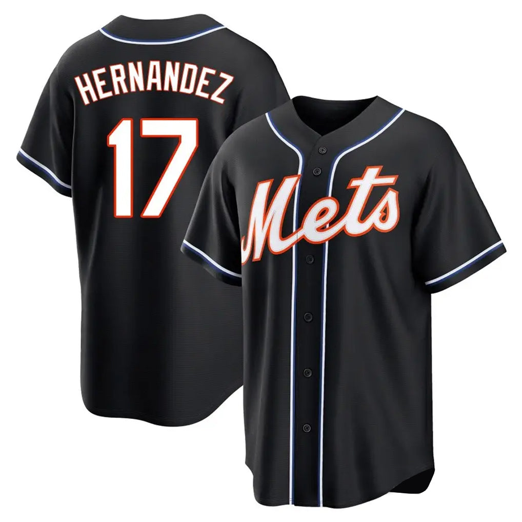 Blackjersey NY.Mets #17 Keith Hernandez Player Black Fashion Out Game Stitched Jerseys