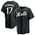 Blackjersey NY.Mets #17 Keith Hernandez Player Black Home Game Stitched Jerseys