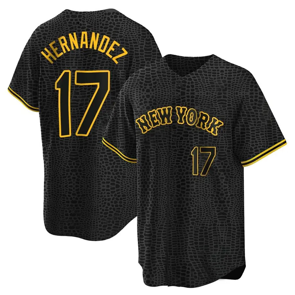 Blackjersey NY.Mets #17 Keith Hernandez Player Black Snake Skin City Home Game Stitched Jerseys