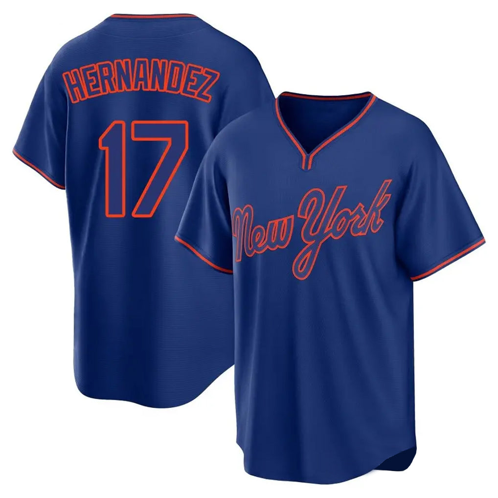 Blackjersey NY.Mets #17 Keith Hernandez Player Royal T-shirt Home Game Stitched Jerseys