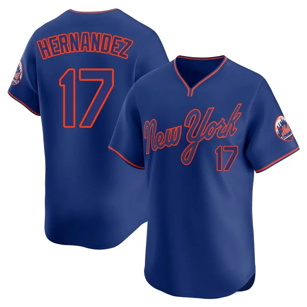 Blackjersey NY.Mets #17 Keith Hernandez Player Royal T-shirt Home Limited Elite Stitched Jerseys