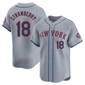 Blackjersey NY.Mets #18 Darryl Strawberry Player Gray Road Limited Home Stitched Jerseys