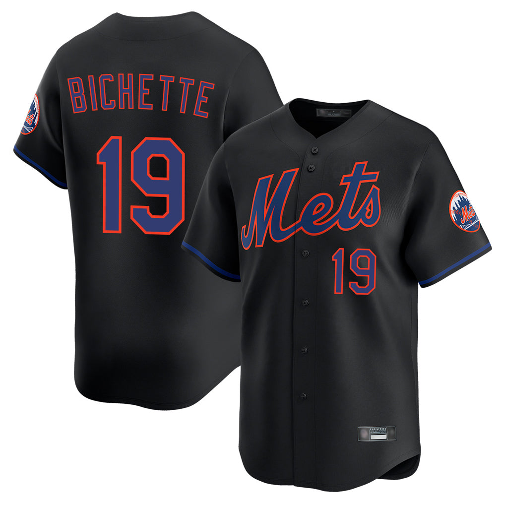 Blackjersey NY.Mets #19 Bo Bichette Player Black Alternate Home Limited Stitched Jerseys