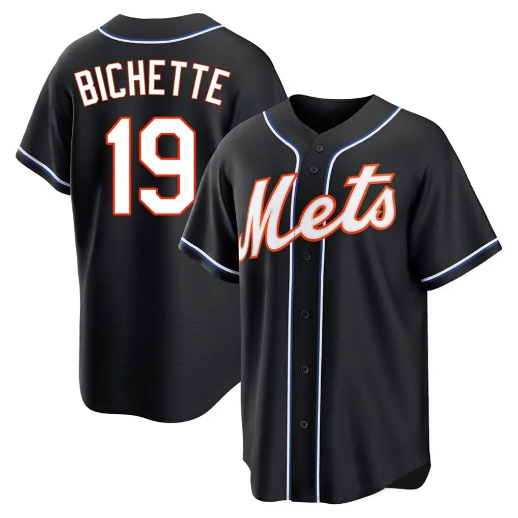 Blackjersey NY.Mets #19 Bo Bichette Player Black Fashion Out Game Stitched Jerseys