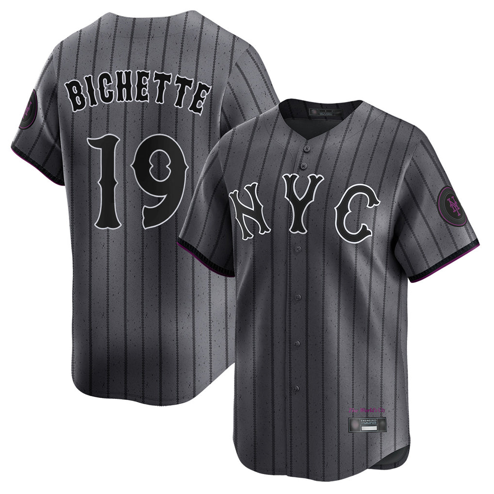 Blackjersey NY.Mets #19 Bo Bichette Player Gray City Connect Limited Stitched Jerseys