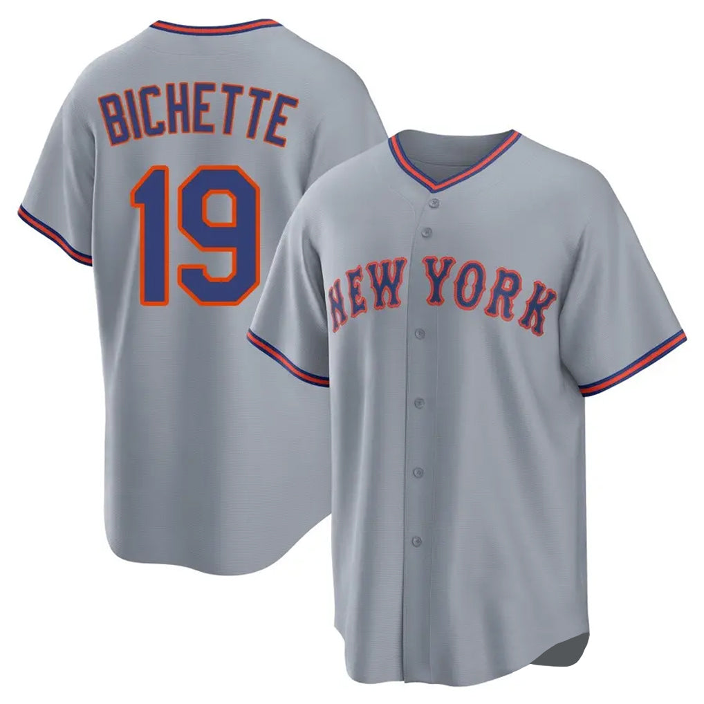 Blackjersey NY.Mets #19 Bo Bichette Player Gray Road Home Game Stitched Jerseys