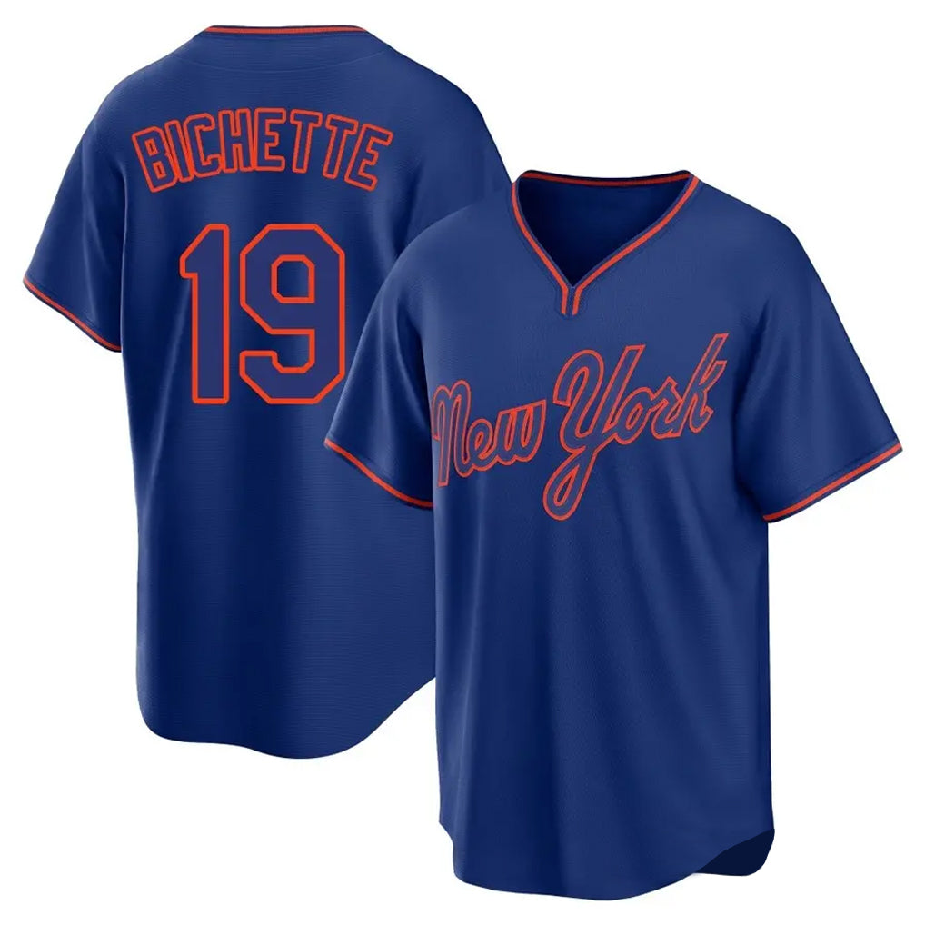 Blackjersey NY.Mets #19 Bo Bichette Player Royal T-shirt Home Game Stitched Jerseys