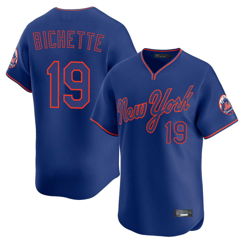 Blackjersey NY.Mets #19 Bo Bichette Player Royal T-shirt Home Limited Elite Stitched Jerseys