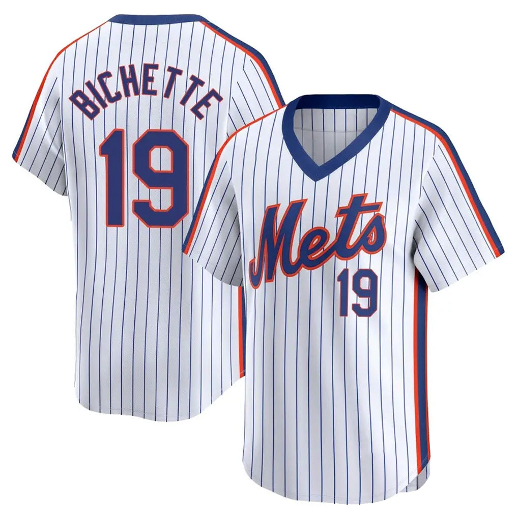 Blackjersey NY.Mets #19 Bo Bichette Player White Cooperstown Collection T-shirt Game Stitched Jerseys