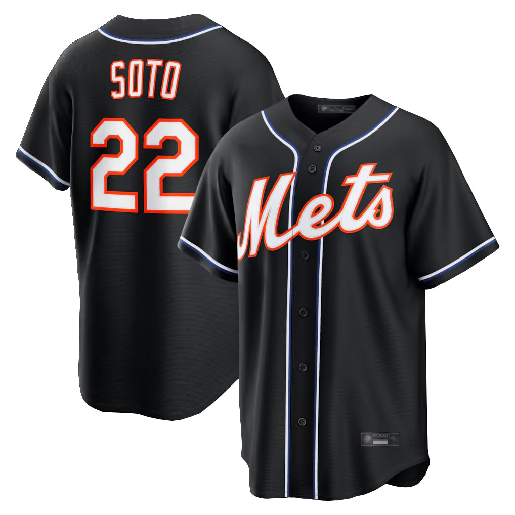 Blackjersey NY.Mets #22 Juan Soto Player Black Fashion Out Game Stitched Jerseys
