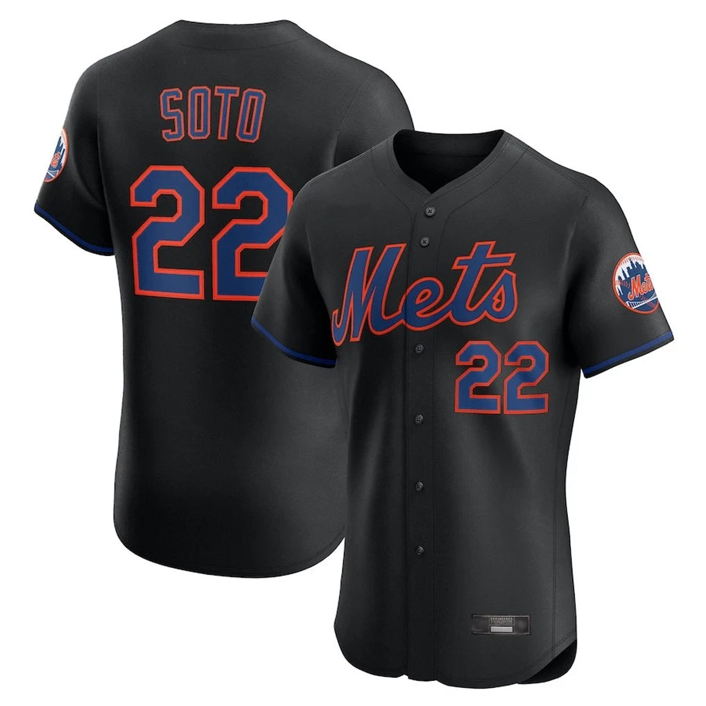 Blackjersey NY.Mets #22 Juan Soto Player Black Home Limited Elite Stitched Jerseys