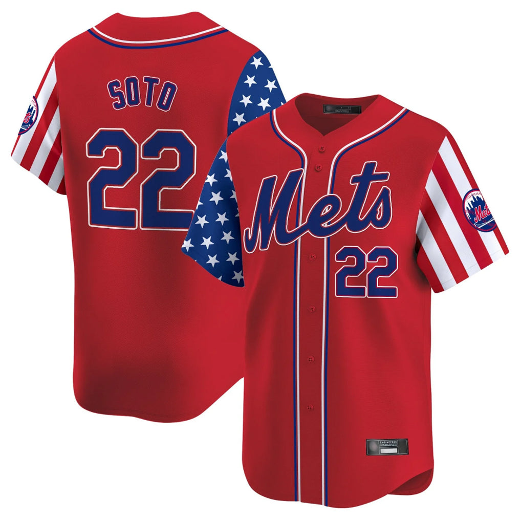 Blackjersey NY.Mets #22 Juan Soto Player Red 2025 Independence Day Vapor Premier Limited  Stitched Jerseys