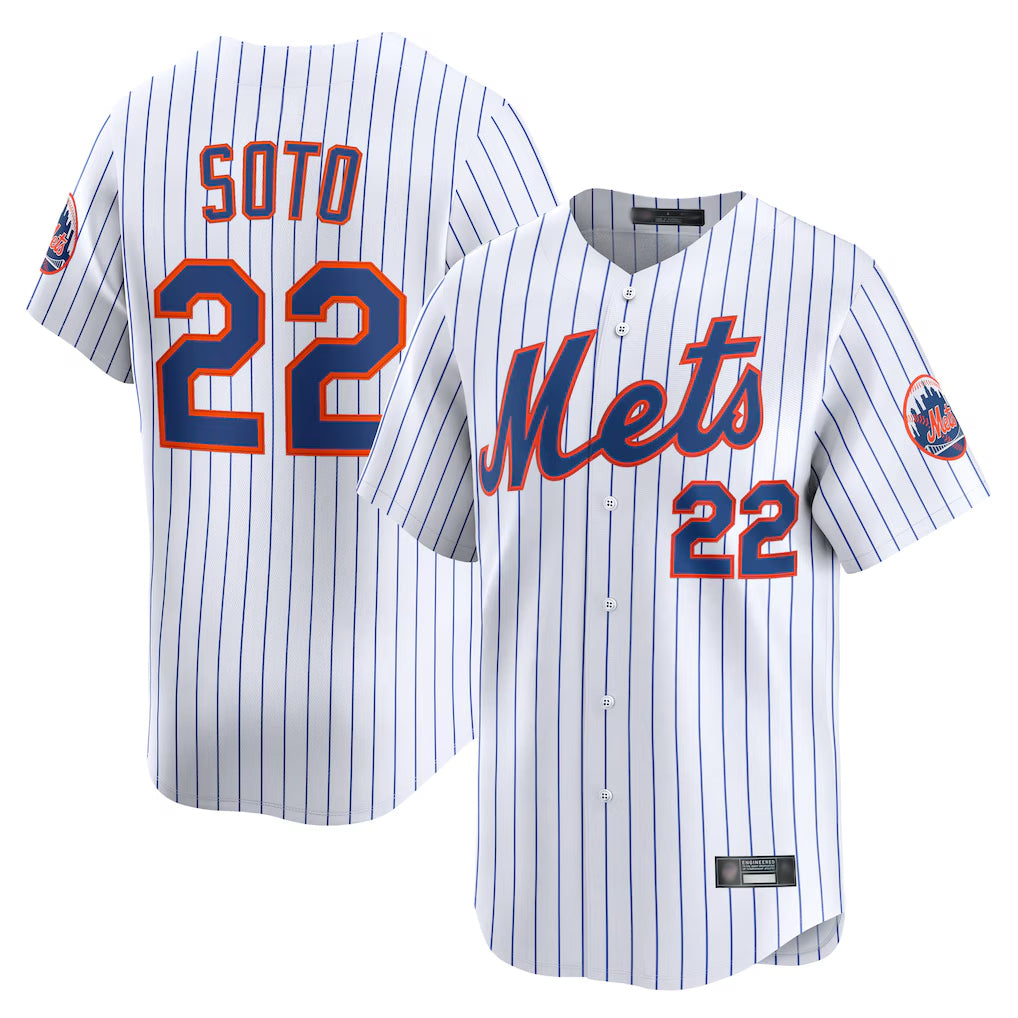 Blackjersey NY.Mets #22 Juan Soto Player White Home Limited Stitched Jerseys