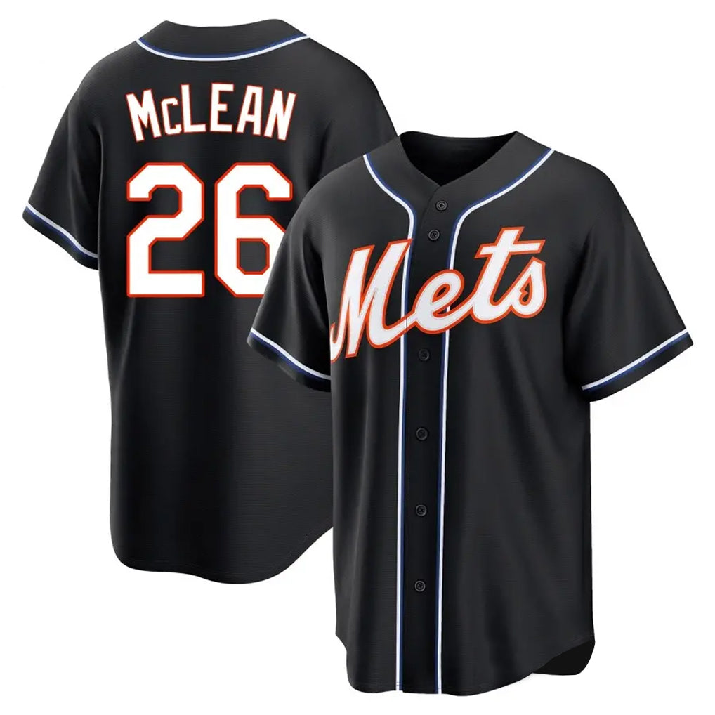 Blackjersey NY.Mets #26 Nolan McLean Player Black Fashion Out Game Stitched Jerseys