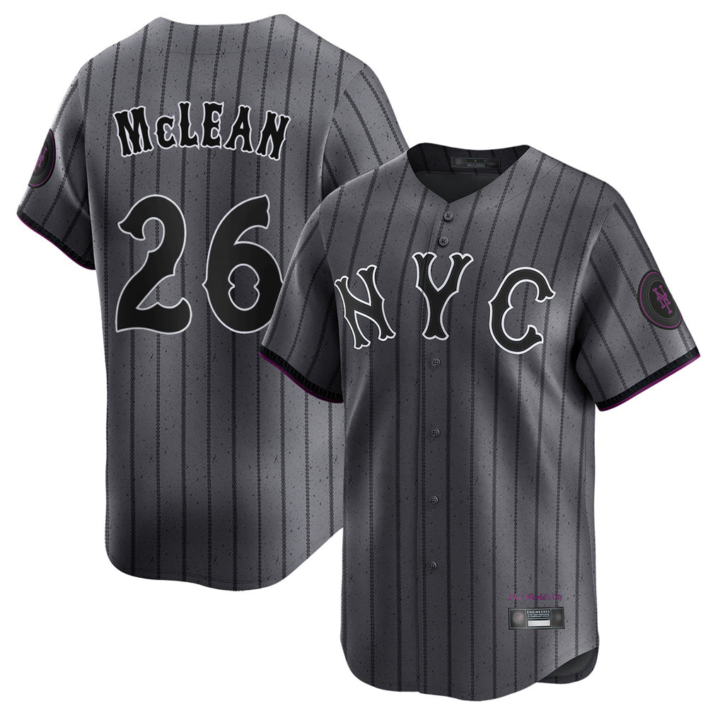 Blackjersey NY.Mets #26 Nolan McLean Player Gray City Connect Limited Stitched Jerseys