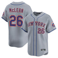 Blackjersey NY.Mets #26 Nolan McLean Player Gray Road Limited Home Stitched Jerseys