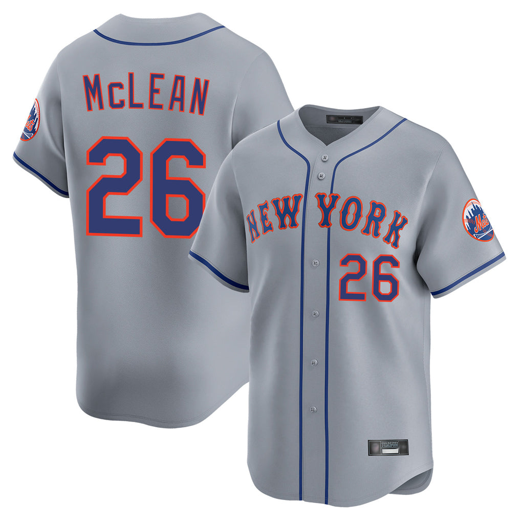 Blackjersey NY.Mets #26 Nolan McLean Player Gray Road Limited Home Stitched Jerseys