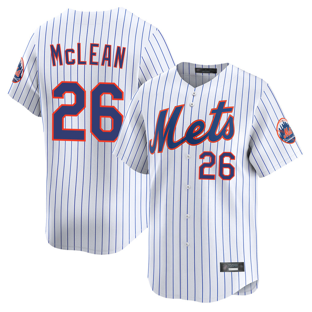 Blackjersey NY.Mets #26 Nolan McLean Player White Home Replica Stitched Jerseys