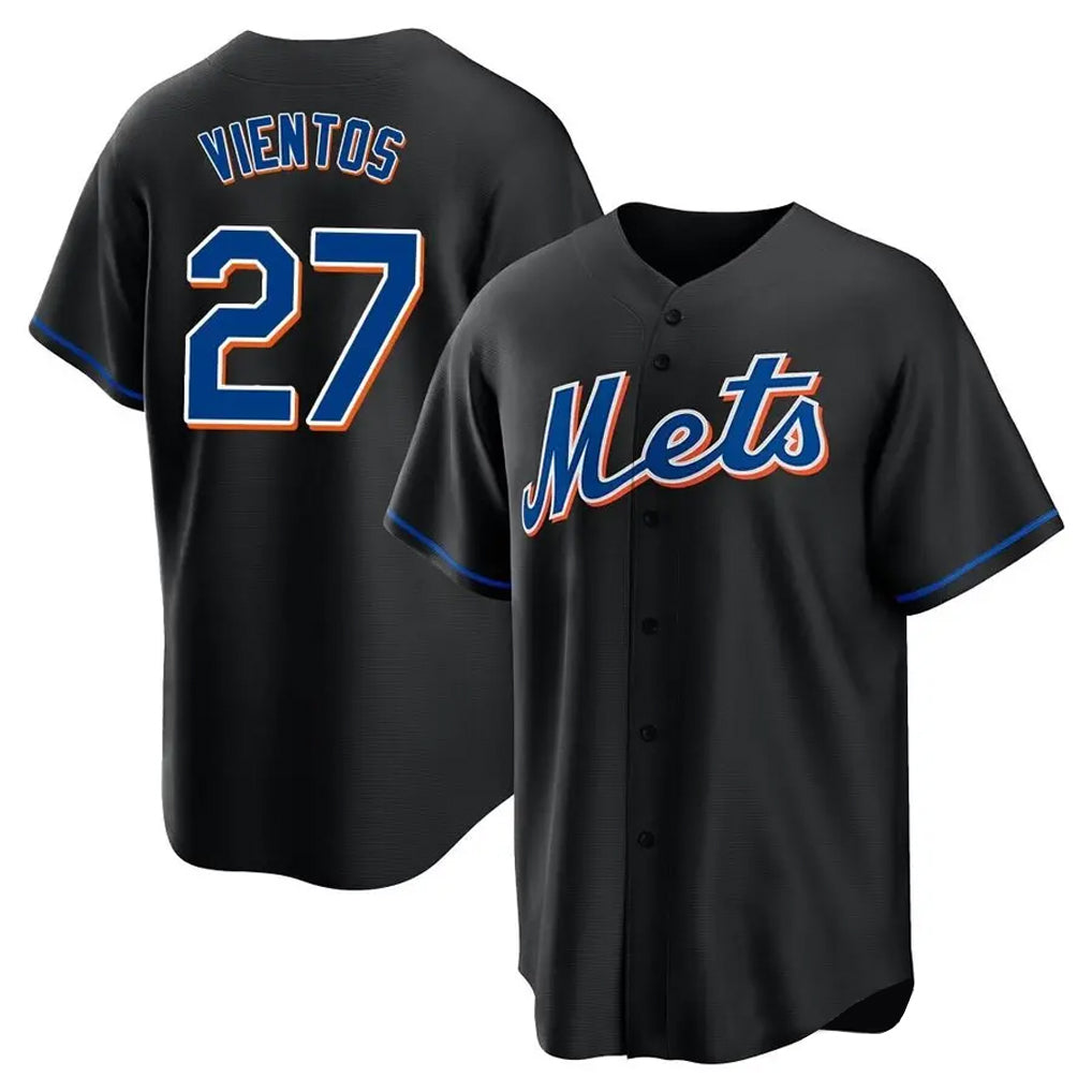 Blackjersey NY.Mets #27 Mark Vientos Player Black Replica Home Game Stitched Jerseys
