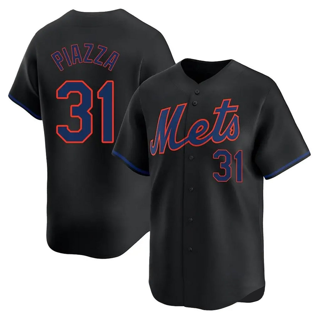 Blackjersey NY.Mets #31 Mike Piazza Player Black Alternate Home Limited Stitched Jerseys