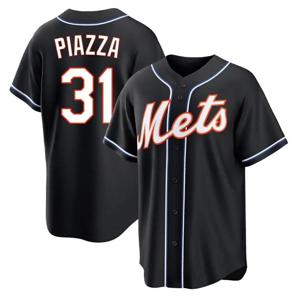 Blackjersey NY.Mets #31 Mike Piazza Player Black Fashion Out Game Stitched Jerseys