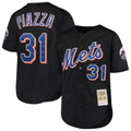 Blackjersey NY.Mets #31 Mike Piazza Player Black Mitchell & Ness Cooperstown Collection Home Limited Stitched Jerseys