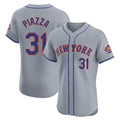 Blackjersey NY.Mets #31 Mike Piazza Player Gray Road Limited Elite Home Stitched Jerseys