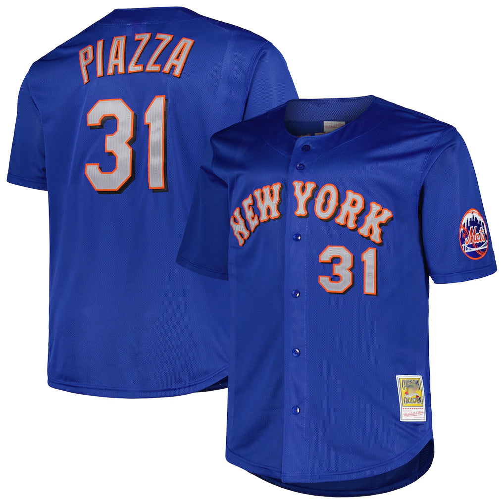 Blackjersey NY.Mets #31 Mike Piazza Player Royal Mitchell & Ness Cooperstown Collection Home Limited Stitched Jerseys